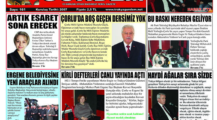 TRAKYA GÜNDEM GAZETESİ 161.SAYI