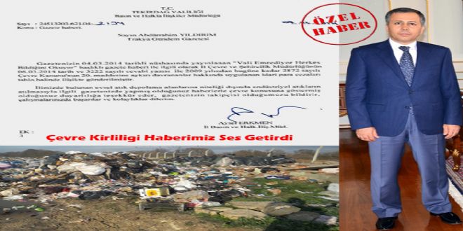 ÇEVRE KİRLİLİĞİ HABERİMİZ SES GETİRDİ