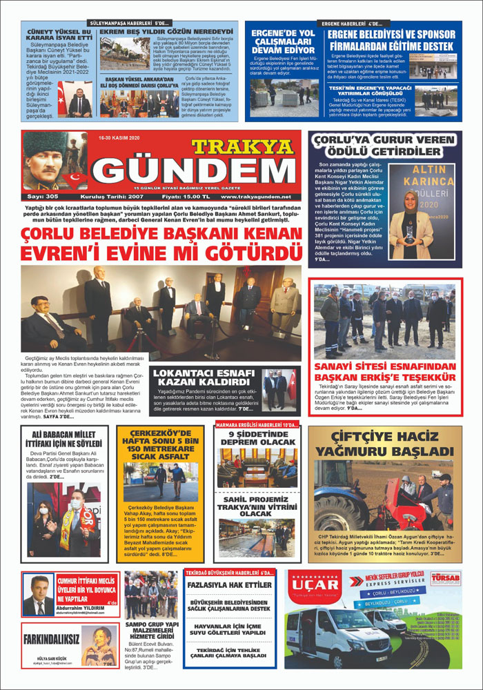 Trakya Gündem Gazetesi 305. sayı