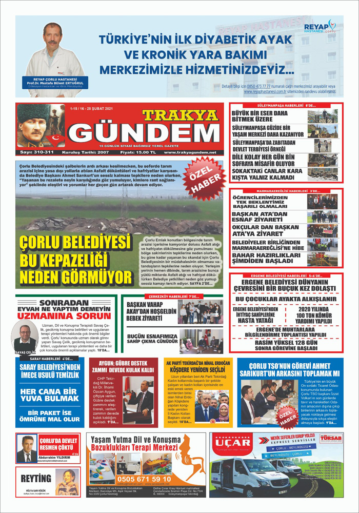 Trakya Gündem Gazetesi 310-311 Sayı