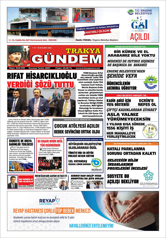 Trakya Gündem Gazetesi 334-335 Sayı