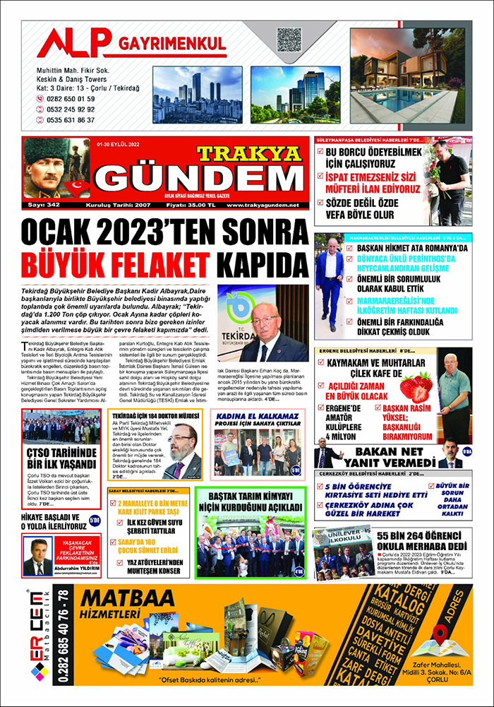 Trakya Gündem Gazetesi 342. Sayı