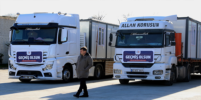 6 KONTEYNER EV DAHA AFET BÖLGESİNE GÖNDERİLDİ