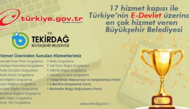 TEKİRDAĞ BÜYÜKŞEHİR BELEDİYESİ TÜRKİYE BİRİNCİSİ