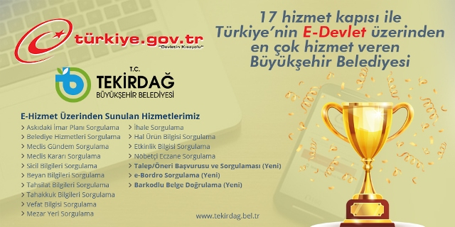 TEKİRDAĞ BÜYÜKŞEHİR BELEDİYESİ TÜRKİYE BİRİNCİSİ