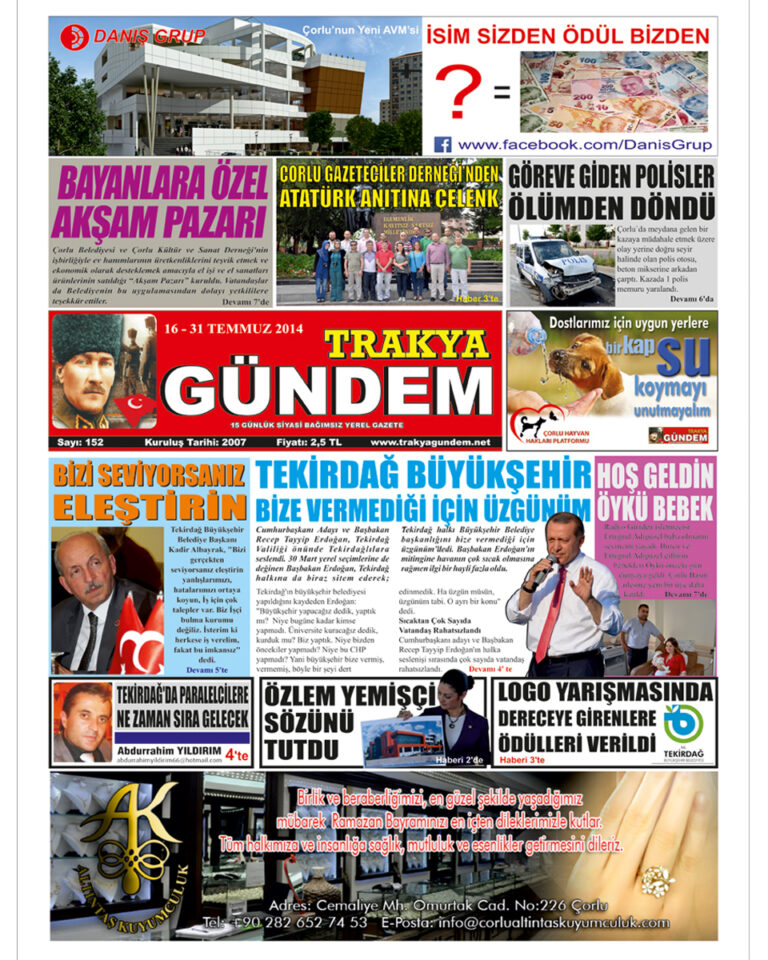 TRAKYA GÜNDEM GAZETESİ 152.SAYI