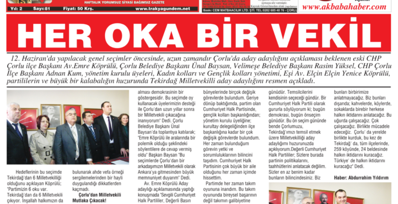 Trakya Gündem Gazetesi 81.Sayı
